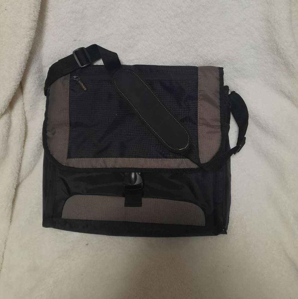Black and Gray Men's Messenger Bag Made For Laptop Use